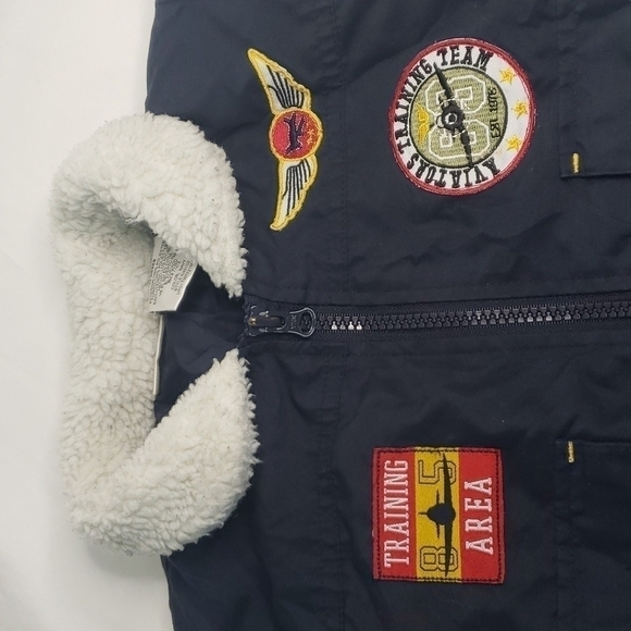 KID CONNECTION Aviator Sherpa Collar Lightweight Jacket Patches Pilot - Picture 2 of 5